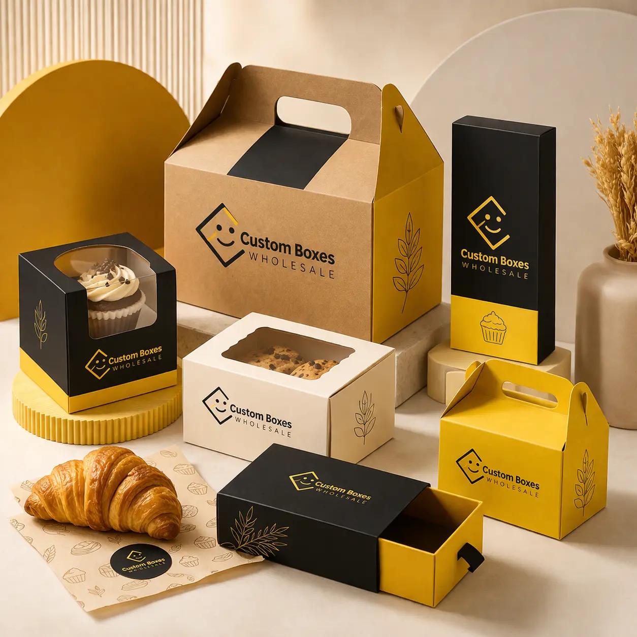 Bakery packaging with minimal branding style