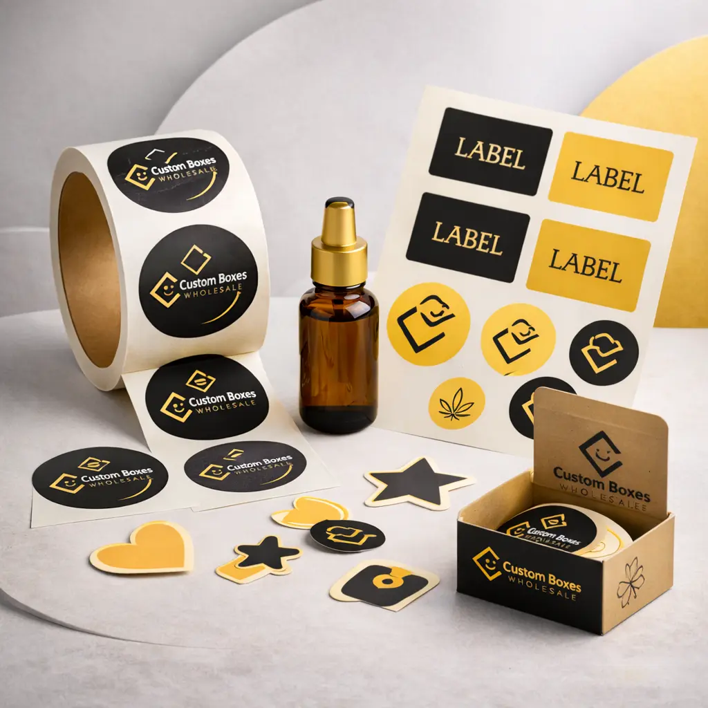 Custom stickers and labels display