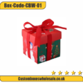 Printed Christmas gift box with red ribbon